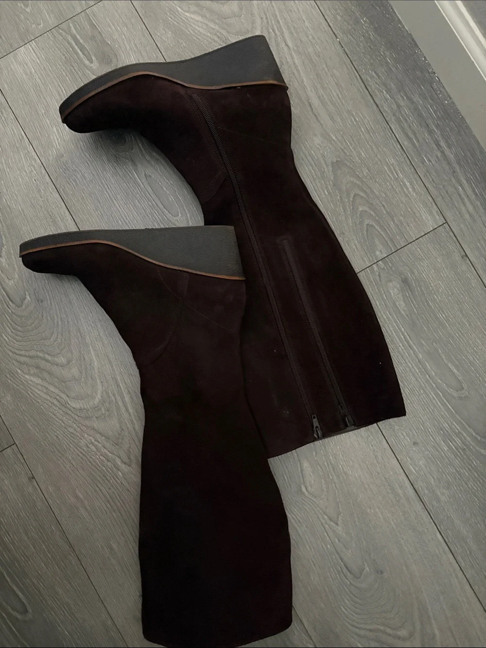 AEROSOLES Tall Suede Over-the-Knee Boots in Dark Brown
